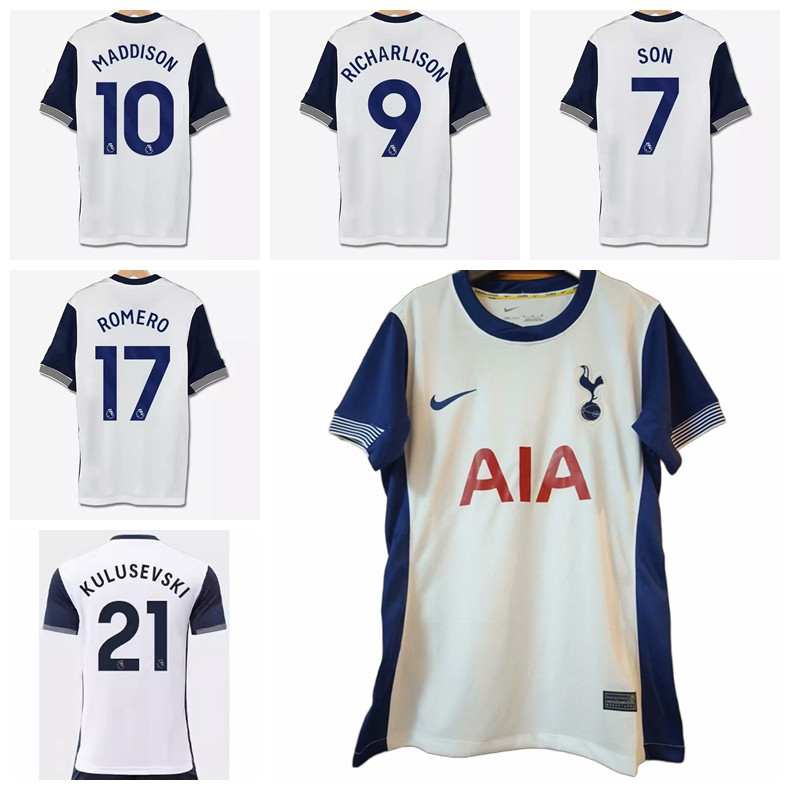 2024-25 ฤดูกาล ท็อตแน่ม ฮอตสเปอร์ เอฟซี หน้าแรกผู้หญิงเสื้อกีฬา Son Heung-Min Richarlison Maddison Romero Kulusevski เสื้อฟุตบอลสําหรับหญิง