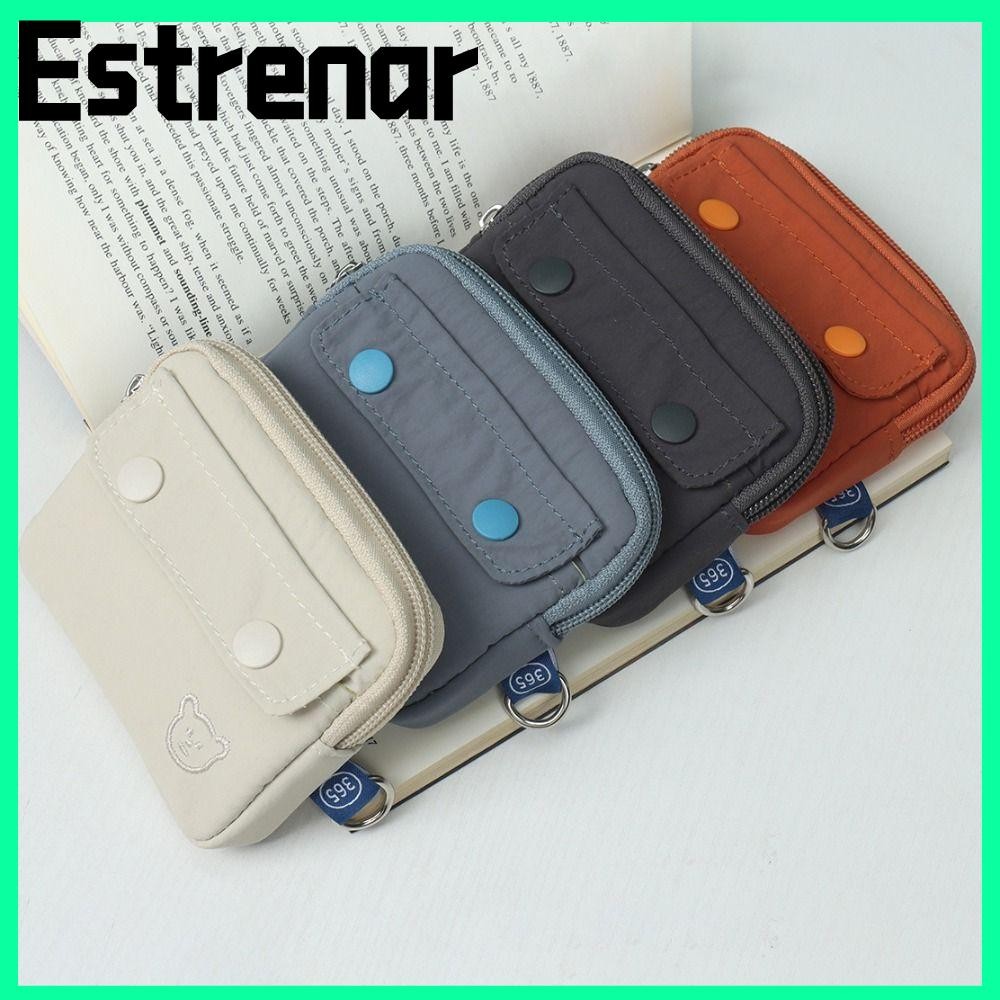 Estrenar กระเป๋าใส่เหรียญ,ซิปความจุขนาดใหญ่กระเป๋าสตางค์ขนาดเล็ก,สีทึบสวมใส่การ์ด Holoder ชายหญิง