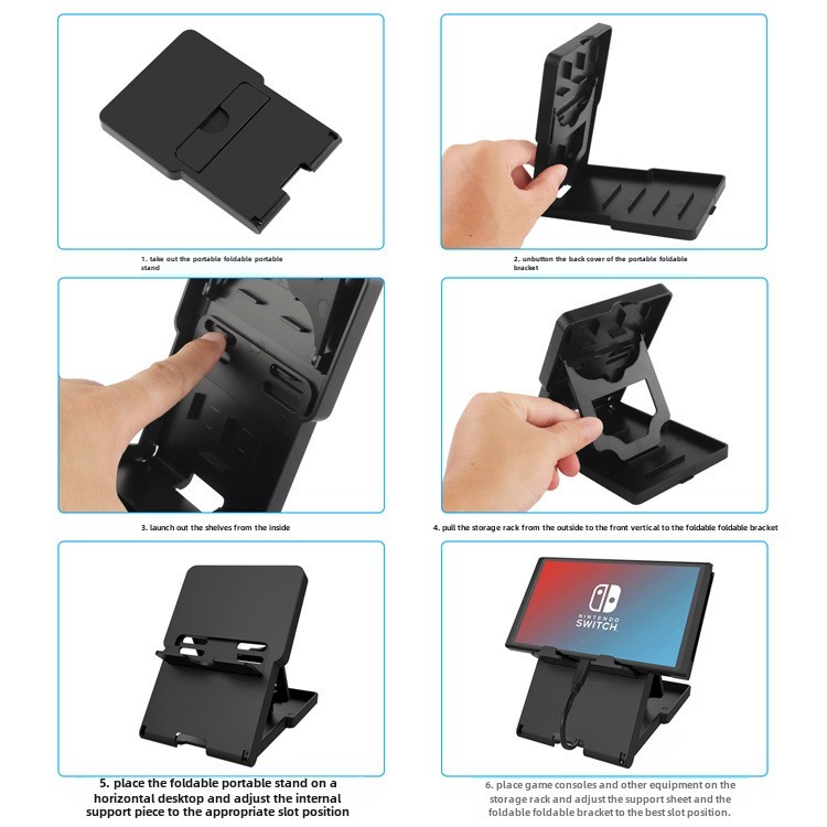 ที่วางขาตั้งสําหรับ Nintendo Switch, ขายึด Switch Lite, ขาตั้งเล่นขนาดกะทัดรัดแบบพกพาแบบพับได้แบบปรับได้สําหรับ Switch OLED