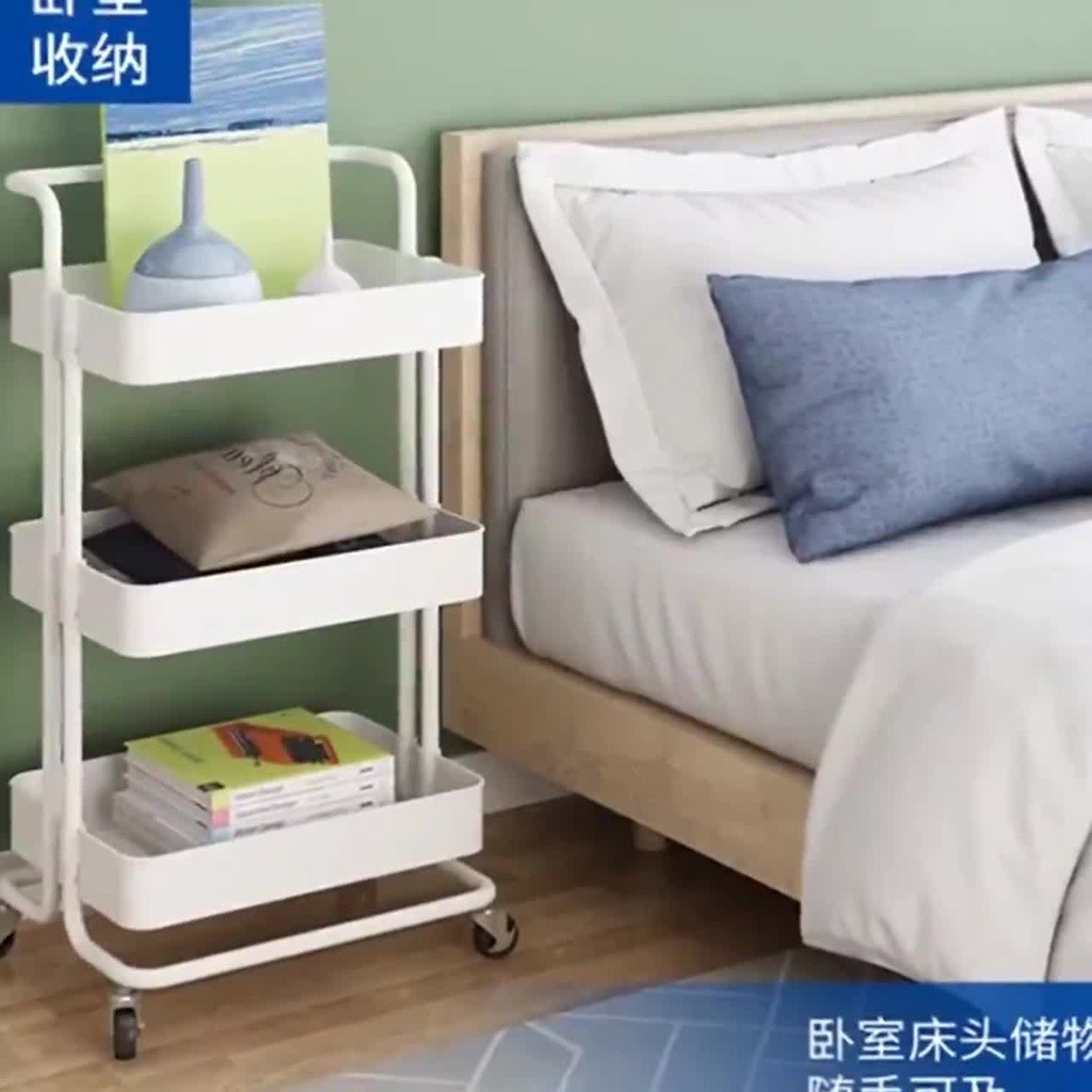 3-TIER TROLLEY / 3-TIER TROLLEY RACK / KITCHEN SALON RACK BEDROOM BATHROOM CART สีดําและสีขาว