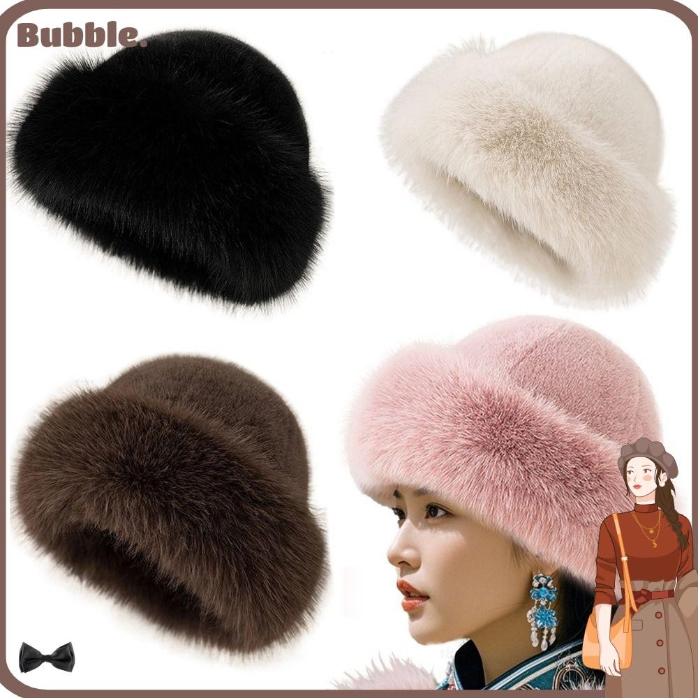 Bubble Fluffy Fur Bucket Hat, Thicken Winter Warm Plush Bucket Hat, Cold Proof Faux Fur Windproof So