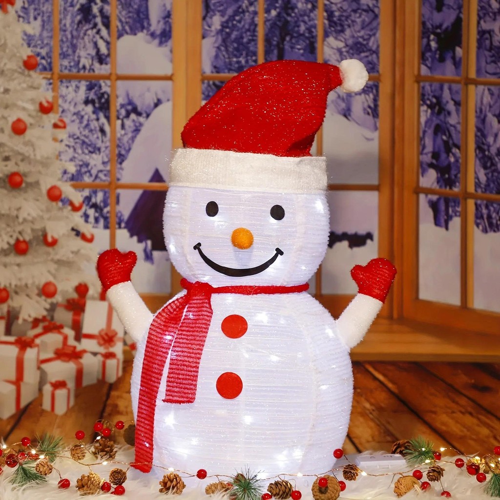 1 ชิ้นพับ Snowman ตกแต่งคริสต์มาส Lighted Pop Up คริสต์มาส Santa Claus พร้อมไฟ LED Xmas Party Decor คริสต์มาส Lighted Snowman เครื่องประดับ