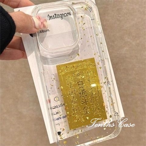 ใช้งานร่วมกับสําหรับ IPhone 16 15 14 13 12 11 Pro Max X XR Xs Max Plus High-grade Creative Epoxy กาวฟอยล์ทอง Ri jin Doujin Bafang สู่ความมั่งคั่งเคสโทรศัพท์