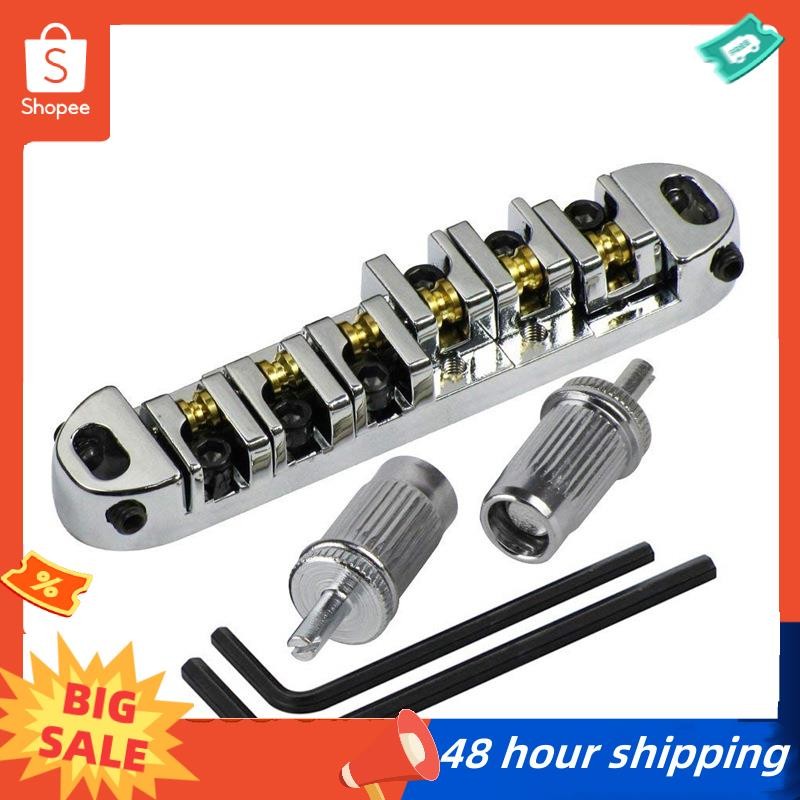 พร้อมสต็อก Chrome Metal Plated Roller Saddle Tune-O-Matic Bridge สําหรับ Les Paul สไตล์กีตาร์ไฟฟ้า