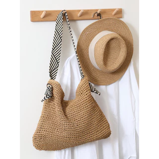 พร้อมส่ง 2 สี กระเป๋าสานย่าม สายถัก ทรงhobo ดีไซส์สวย จุของได้เยอะ P218