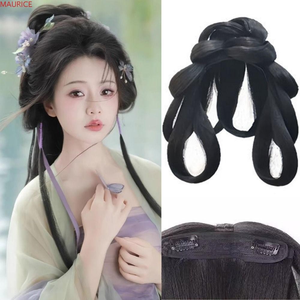 แมริซ สังเคราะห์ ฮันฟู วิกผม,แผ่นผมสไตล์จีนโบราณสไตล์กระเป๋าผม,โบราณสีดํา ชญง หมวก แฮร์พีซ หนึ่ง-ชิ้นส่วนบุญภาพอุปกรณ์ประกอบฉาก
