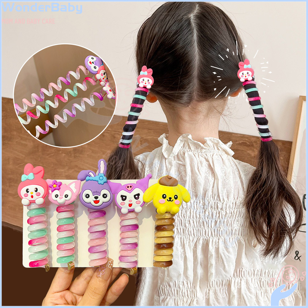 WONDERBABY ยางรัดผม ที่มัดผม ที่มีสีสัน มัดผม สายโทรศัพท ที่รัดผม สําหรับเด็กผู้หญิง คาดผมเด็ก