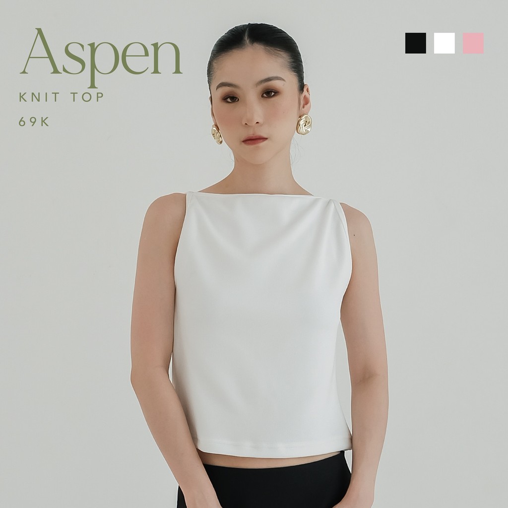 Aspen Knit Top -- Ocha Wear | เสื้อคอปาด | เสื้ออินเทรนด์ | ไหมพรม พรีเมี่ยม | พรีเมี่ยมมีสไตล์