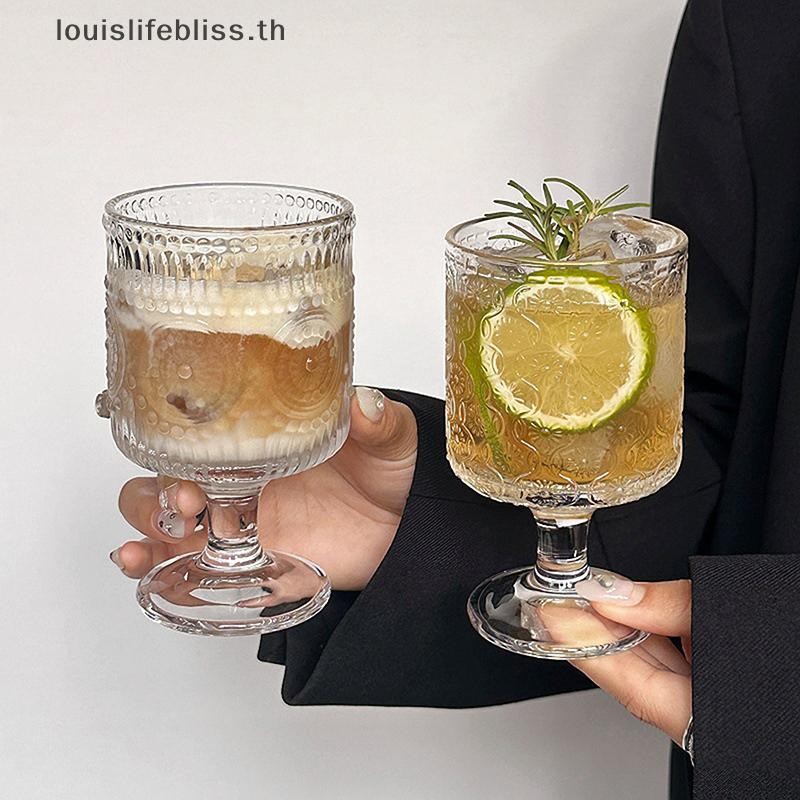 Louislifebliss สไตล์เกาหลีแกะสลักนูนถ้วยแก้ว Goblet ขนาดเล็กสําหรับ Soju สาเกเหล้าสั้น Stemmed แก้วใหม่ - รูปที่ 6