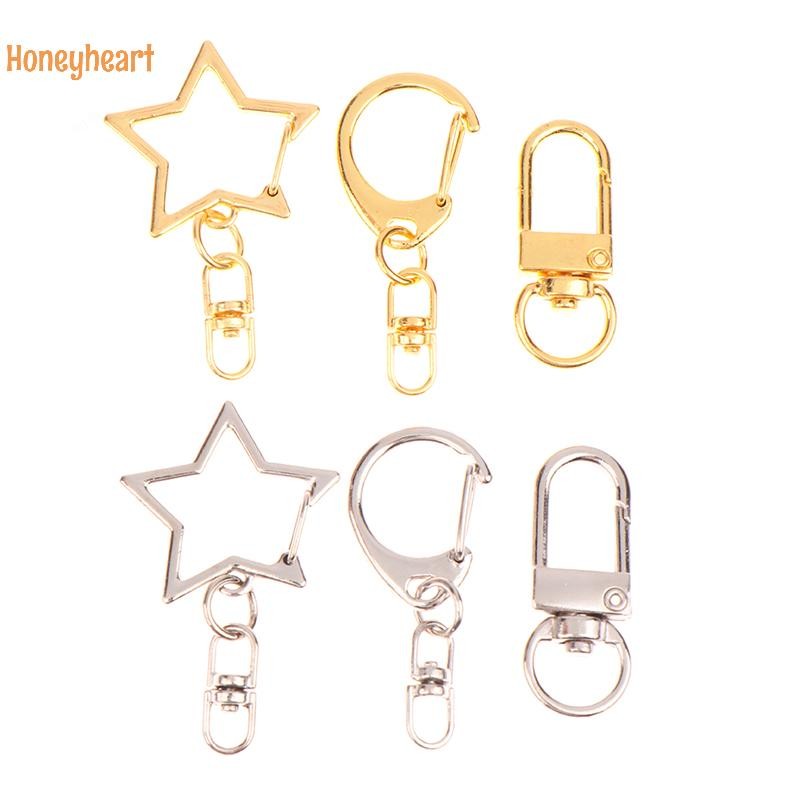 <Honeyheart> 10 ชิ้น Star Pentagram D-shaped Hollow Key Chain แหวนพวงกุญแจ DIY อุปกรณ์เสริมกุ้งก้ามกรามพวงกุญแจเครื่องประดับทําผลการค้นหา Nice