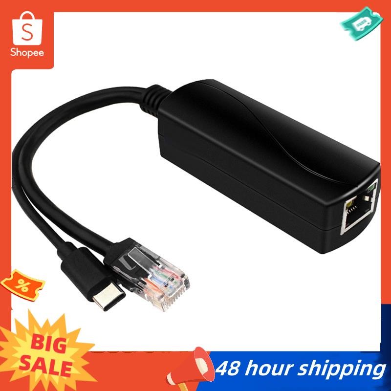 พร้อมสต็อกสําหรับ Raspberry Pi 5 PoE Splitter 5V 4A 10/100/1000Mbps IEEE802.3af/At Type C PoE Splitter สําหรับ Raspberry Pi 5B ทนทานติดตั้งง่ายใช้งานง่าย