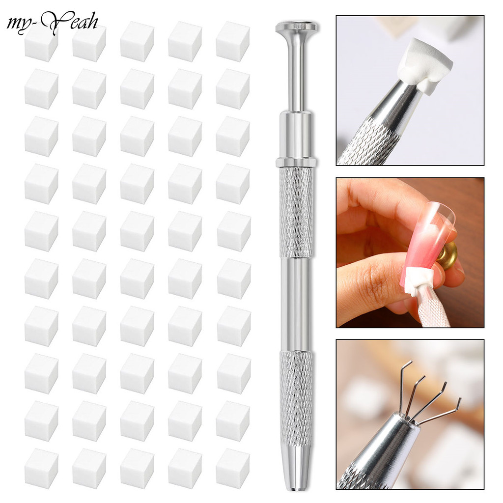 Myyeah 100PCS Transfer ฟองน้ํา Grip คลิปชุดปากกา Gradient โฟม เล็บฟองน้ํา DIY เล็บออกแบบเครื่องมือ