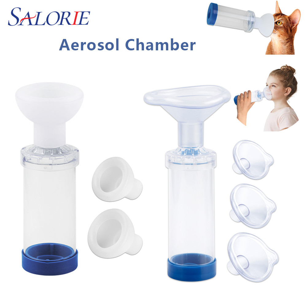 Asthma Spacer Inhaler Spacer อุปกรณ์ละอองลอย Inhaler Spacer ห้องสําหรับสุนัขแมวสัตว์และมนุษย์ผู้ใหญ่เด็กเครื่องมือสัตวแพทย์