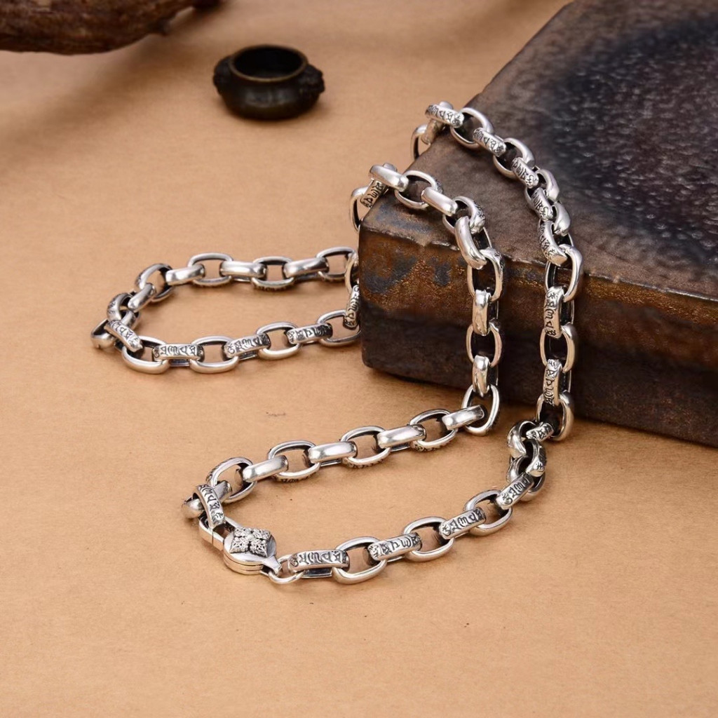 925 sterling silver six-character mantra necklace Vajra necklace vintage unisex necklace