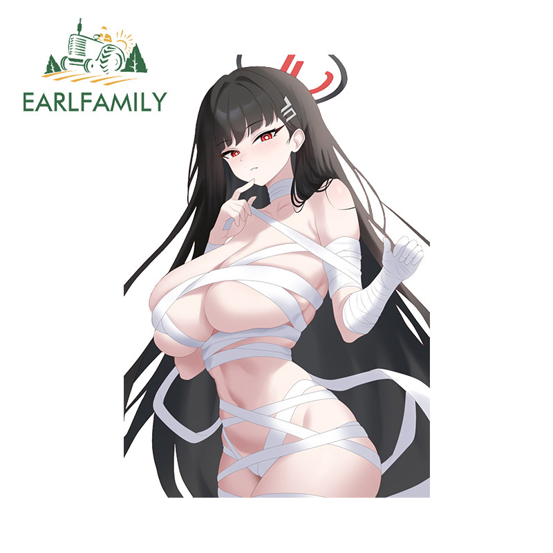 Earlfamily 13 ซม.x 7.6 ซม.สีฟ้า Achieve สติกเกอร์รถ Hentai หน้าอก Ahegao Decals คริสต์มาสตกปลา Tackle กล่องไวนิลอุปกรณ์เสริม