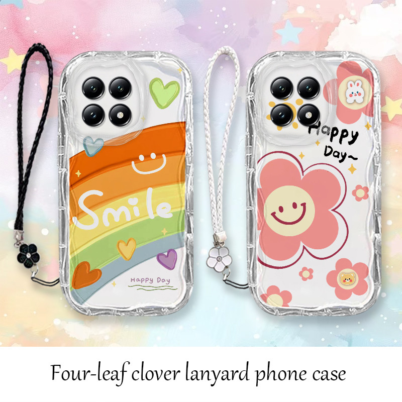 สี่มุมหนากรณีสําหรับ Xiaomi 14T 5G mi 14T 5G เคสโทรศัพท์กันกระแทกและกันน้ํากาแฟแมวรูปแบบดวงอาทิตย์ดอกไม้สายรุ้ง AMSX5