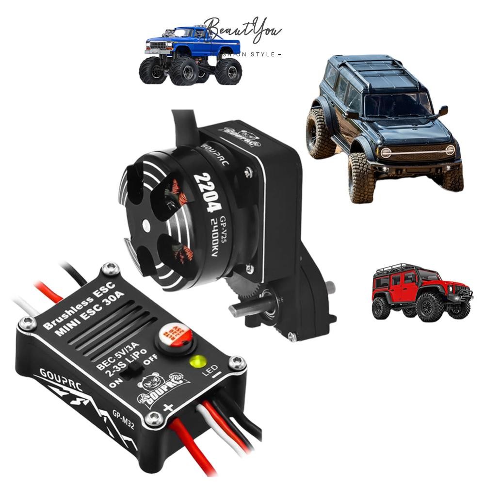 2204 2400KV มอเตอร์ Outrunner แบบไม่มีแปรงพร้อมเกียร์และ 30A ESC สําหรับ 1/24 SCX24 [BeautYou.th]