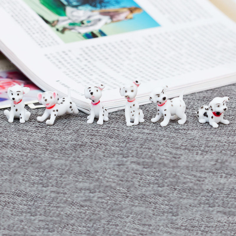6 ชิ้น 2.5 ซม.น่ารัก Dalmatians สัตว์รูปตุ๊กตาภาพยนตร์การ์ตูนหนึ่งร้อยและหนึ่ง Dalmatians Pongo Figuras เด็กของขวัญ