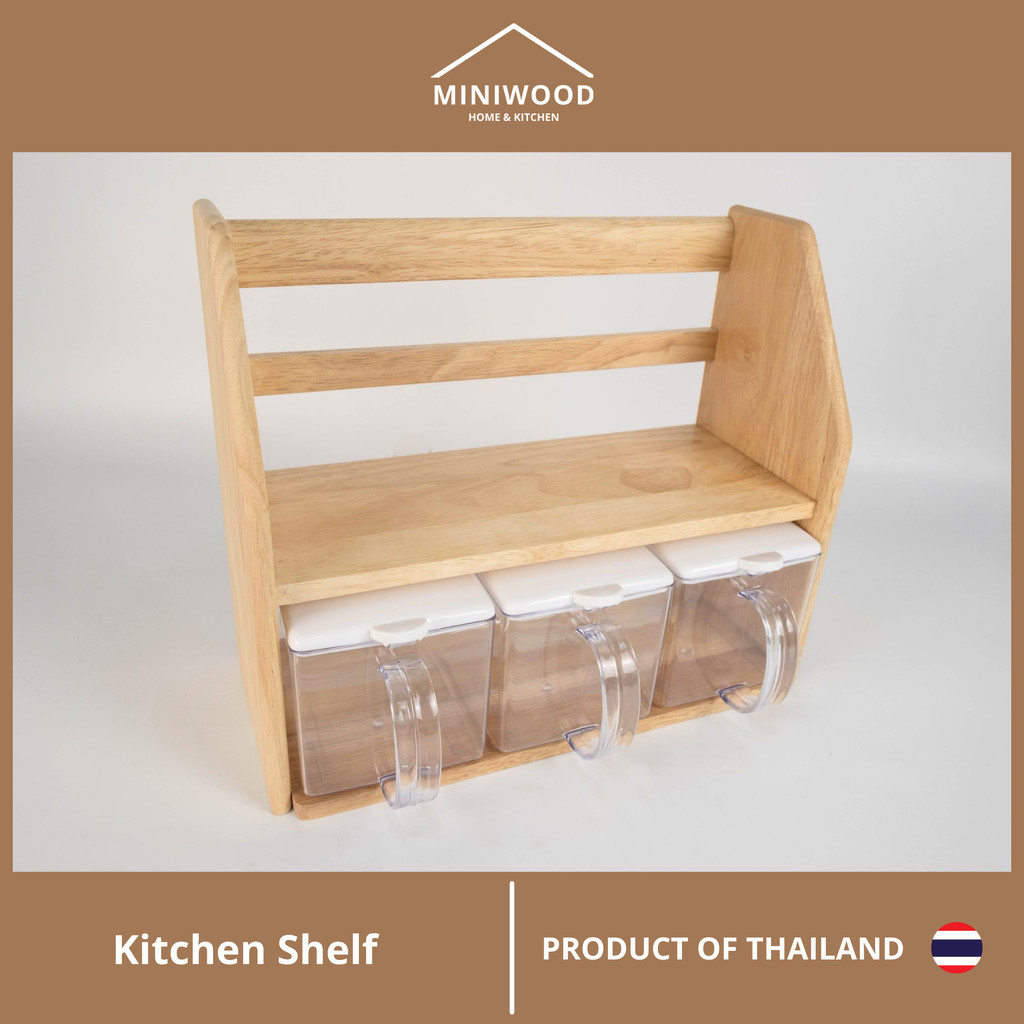 MINIWOODชั้นวางของ ที่วางเครื่องปรุง 2ชั้น Mini Shelf (กล่องใส)