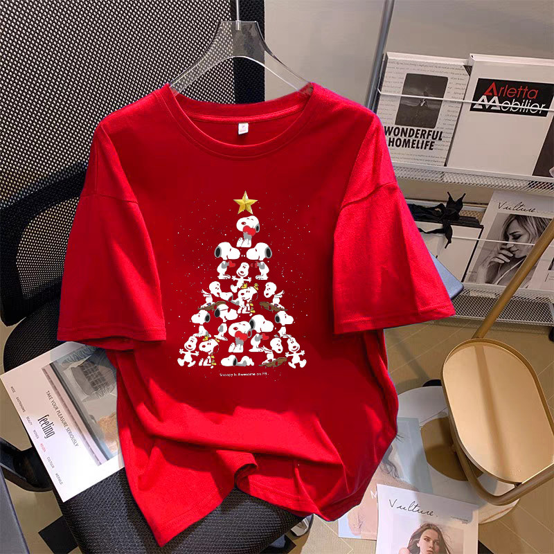 เสื้อยืดลําลอง ลายคริสต์มาส สโนว์แมน ซานตาคลอส ของขวัญคริสต์มาส แฟชั่นสําหรับเด็กผู้ชาย และเด็กผู้หญิง cotton 100