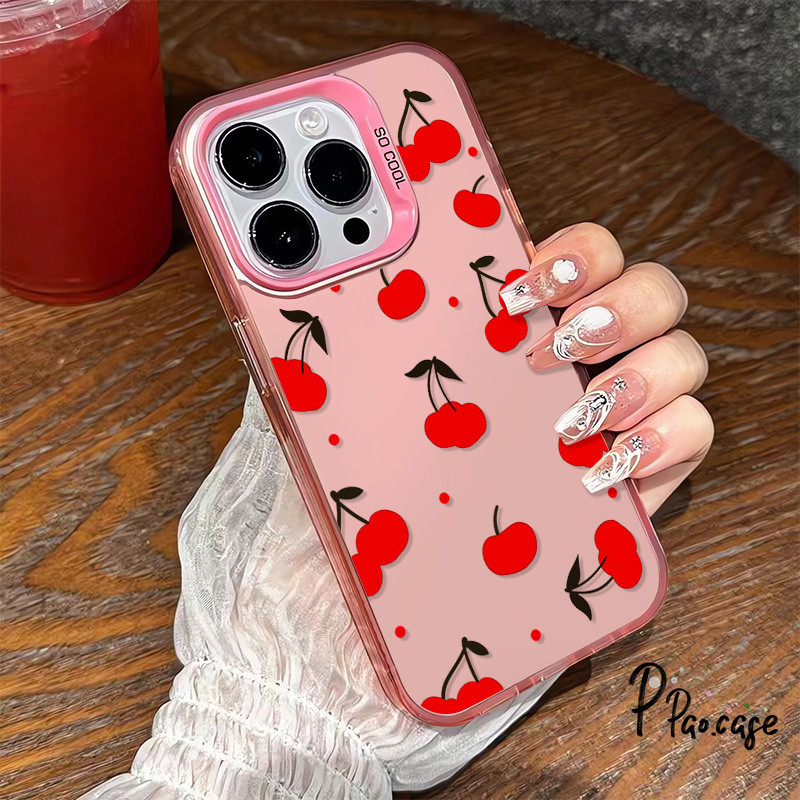 น่ารักเชอร์รี่จุดสีแดงเข้ากันได้เคสไอโฟน 11 16 15 13 12 14 Pro Max XR X XS Max 16 7 14 8 Plus SE 2020 ซิลิคอนแข็งเคส
