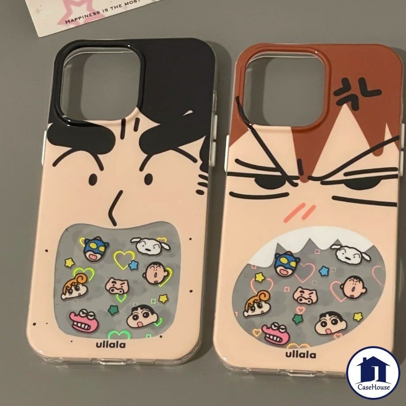 เคสใสนิ่มลายคู่รักสุดฮา Crayon Shin-chan เข้ากันได้กับ OPPO A38 A58 A54 A16 A12 A17 A5s A7 A15 A33 A18 A15s A78 A57 A9