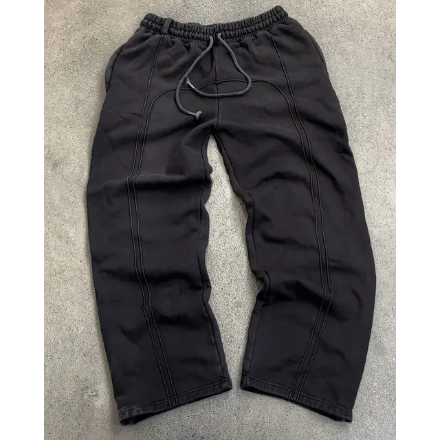 2024 High Street อินเทรนด์ตรงกางเกงลําลองอเมริกัน Harajuku Retro Splicing ขนาดใหญ่ Sweatpants ผู้ชายส่วนบุคคล Streetwear