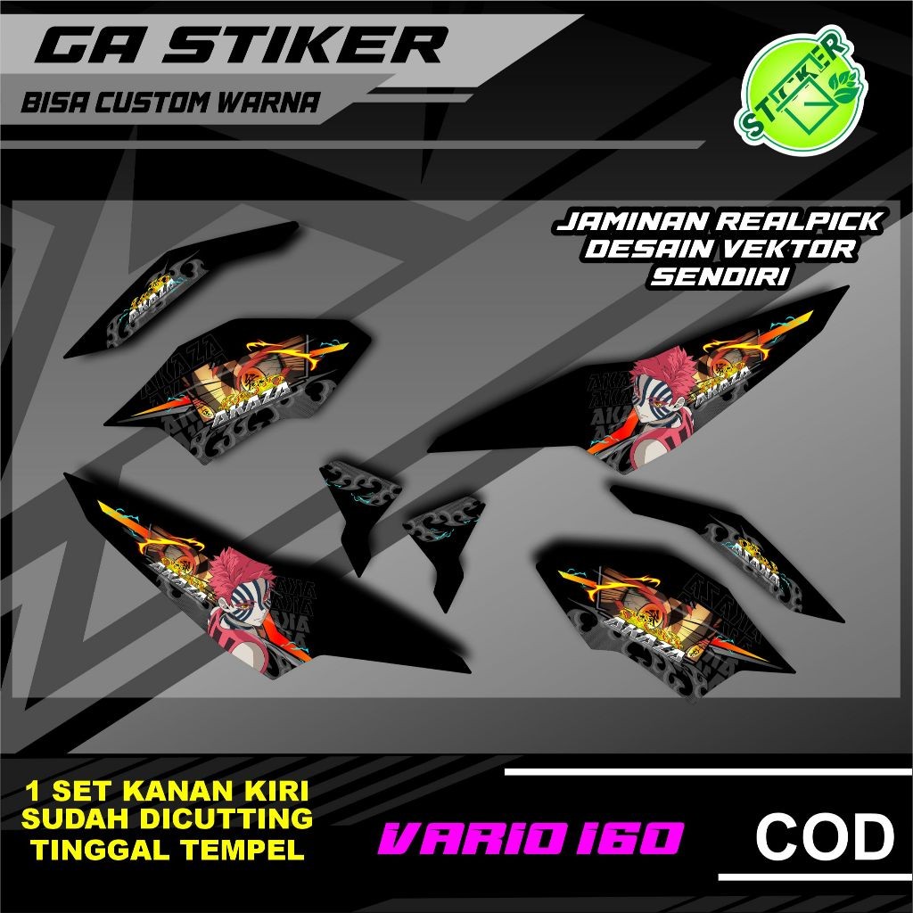 COOL MOTORCYCLE STRIPING HONDA VARIO 160 AKAZA HAKUJI DEMON SLAYER ALREADY CUT, JUST STICK IT