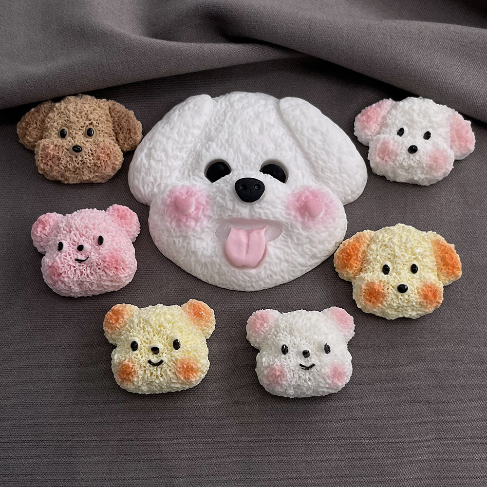 5/10 ชิ้นน่ารักขนลูกสุนัขหมีเรซิ่น แฟลตแบ็ค สําหรับ ทําเอง เคสโทรศัพท์และการตกแต่งถ้วย