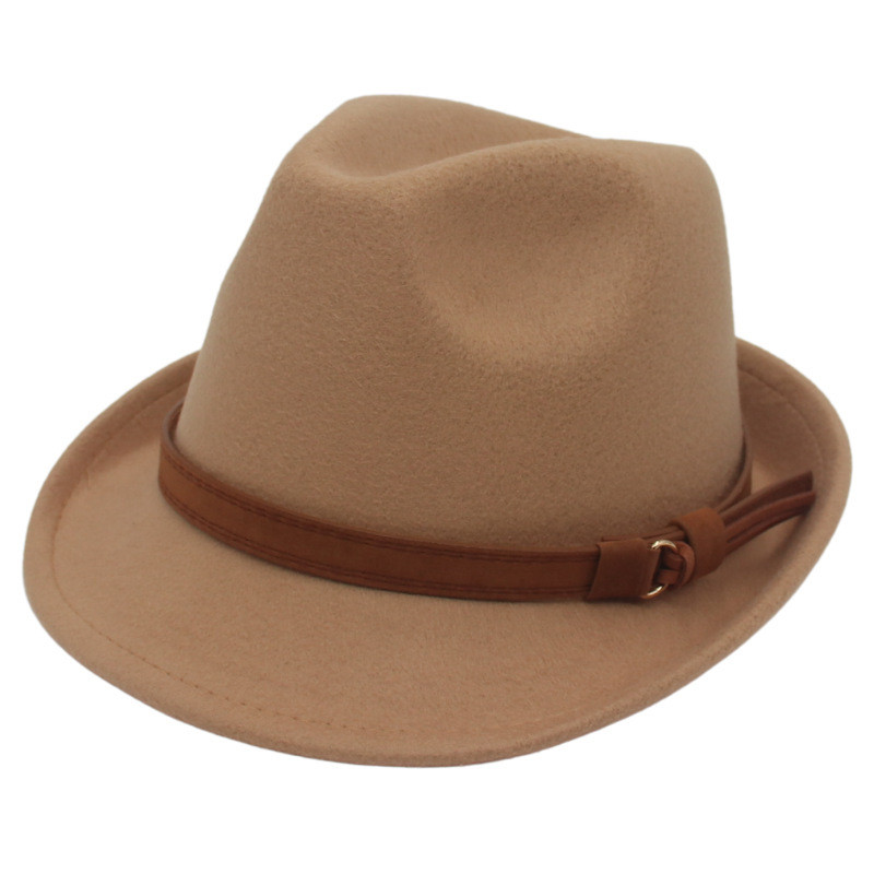 Retro Curling Edge Fedora สไตล์อังกฤษ สําหรับผู้หญิงและผู้ชาย พร้อมหัวเข็มขัดตกแต่งอย่างเป็นทางการ