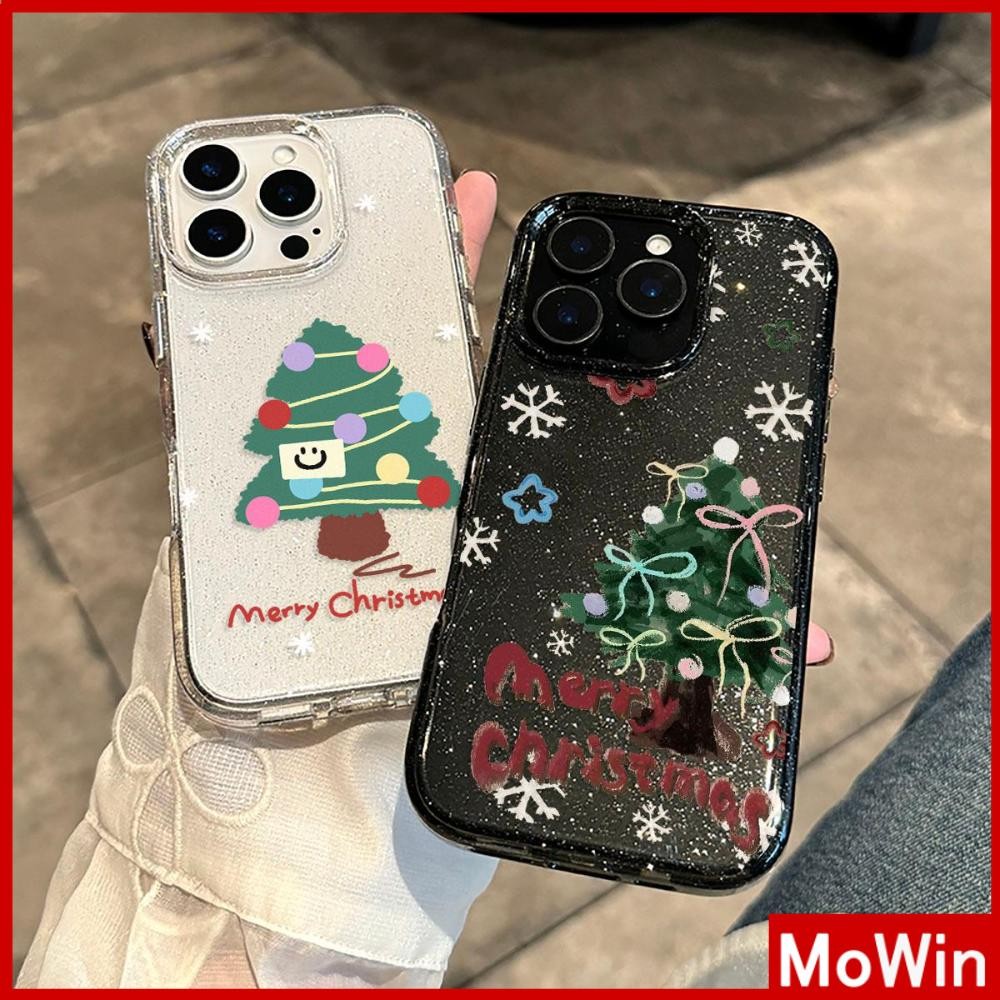 Movin - เคส iPhone 16 Pro Max iPhone 11 เคสใสแบบแวววาว TPU นุ่มสีสันสดใส ต้นคริสต์มาสที่สวยงามน่ารัก Compatible iPhone15 Pro max 14 13 12 Pro max XS XR 7 Plus 8 Plus