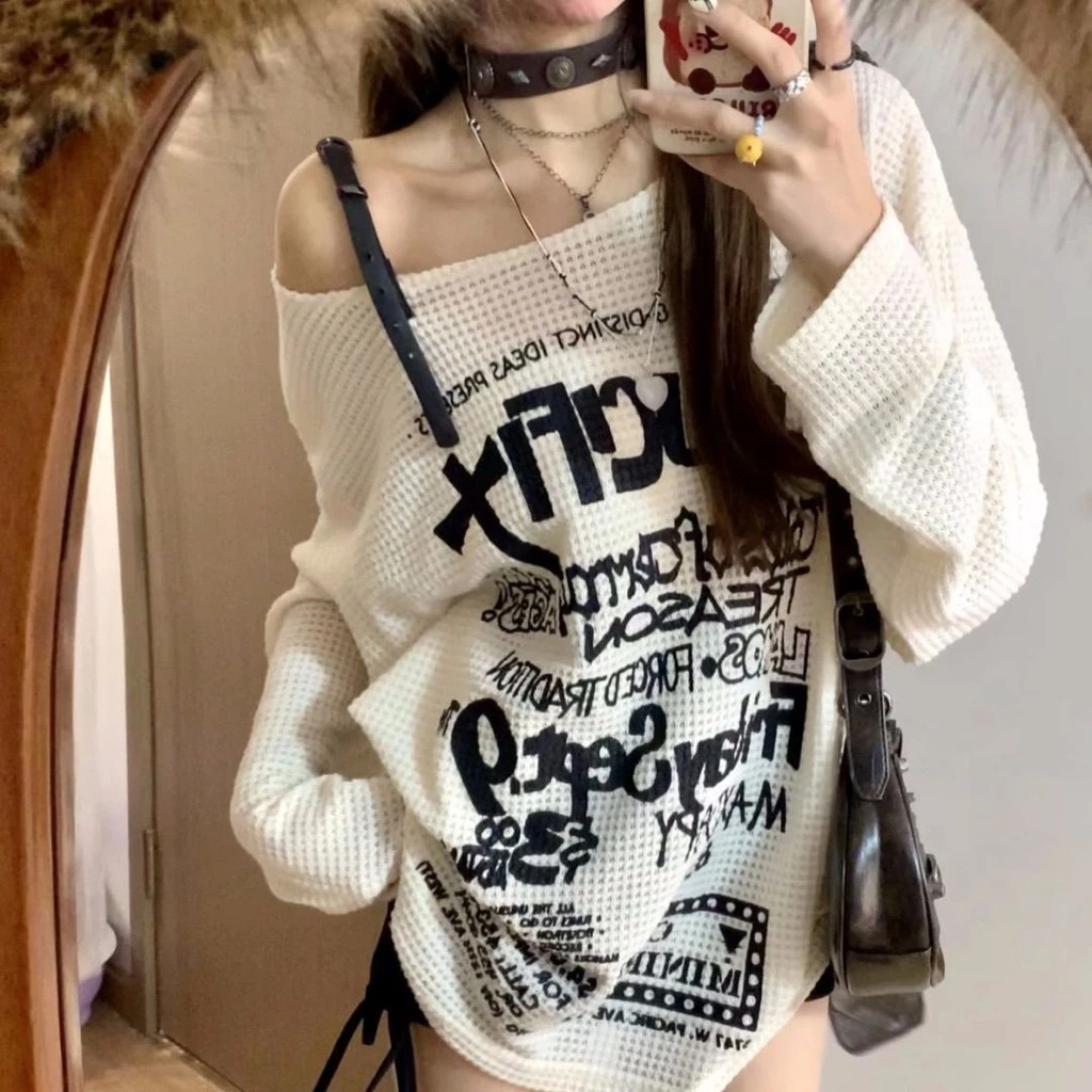 Veewink เสื้อยืดแขนยาว ป้องกันแดด เปิดไหล่ ทรงหลวม สไตล์เกาหลี สําหรับผู้หญิง ผ้านิ่มใส่สบายทรงหลวมเข้ารูป รุ่น