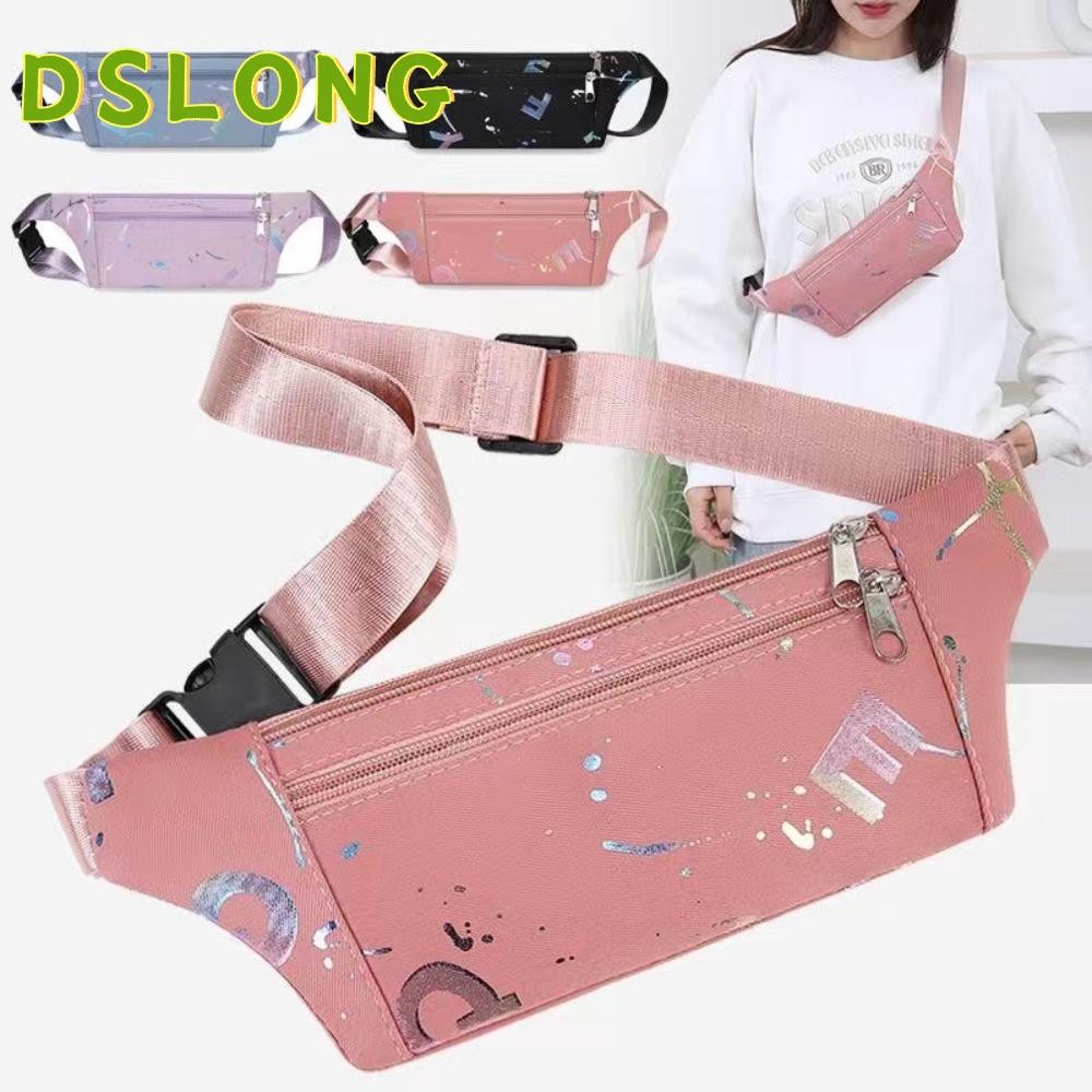DSLONG กระเป๋าคาดเอว, กระเป๋าสะพายข้างหน้าอกความจุขนาดใหญ่ทนต่อการสึกหรอ, ไนลอนลําลองมัลติฟังก์ชั่น Fanny Pack ผู้หญิง