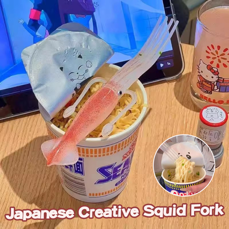 สร้างสรรค์ปลาหมึกปลาหมึกส้อมตลกก๋วยเตี๋ยวส้อมบนโต๊ะอาหารสําหรับอุปกรณ์ครัวที่ไม่ซ้ํากัน - รูปที่ 2