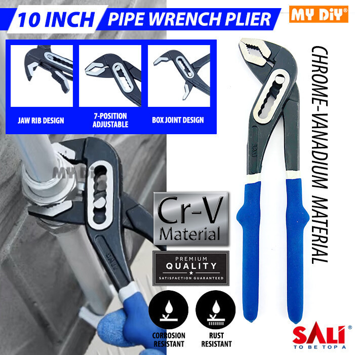 !!! ปั๊มน้ํา SALI PLIER CHROME-VANDIUM PIPE WRENCH PLIER PLBER PLIER 10 นิ้วเข้ากันได้กับ SPANNER PL