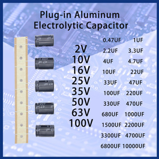 100 ชิ้น Plug-in อลูมิเนียม Electrolytic Capacitor 10V 16V 2…