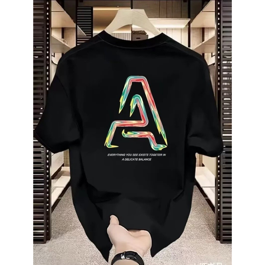 Basi💥 เสื้อผู้ชาย เสื้อยืด oversize สตรีท เกรดพรีเมียม โคตรนุ่ม เสื้อคอตตอน100% ไม่หดตัวลาย ลาย "A Colored"