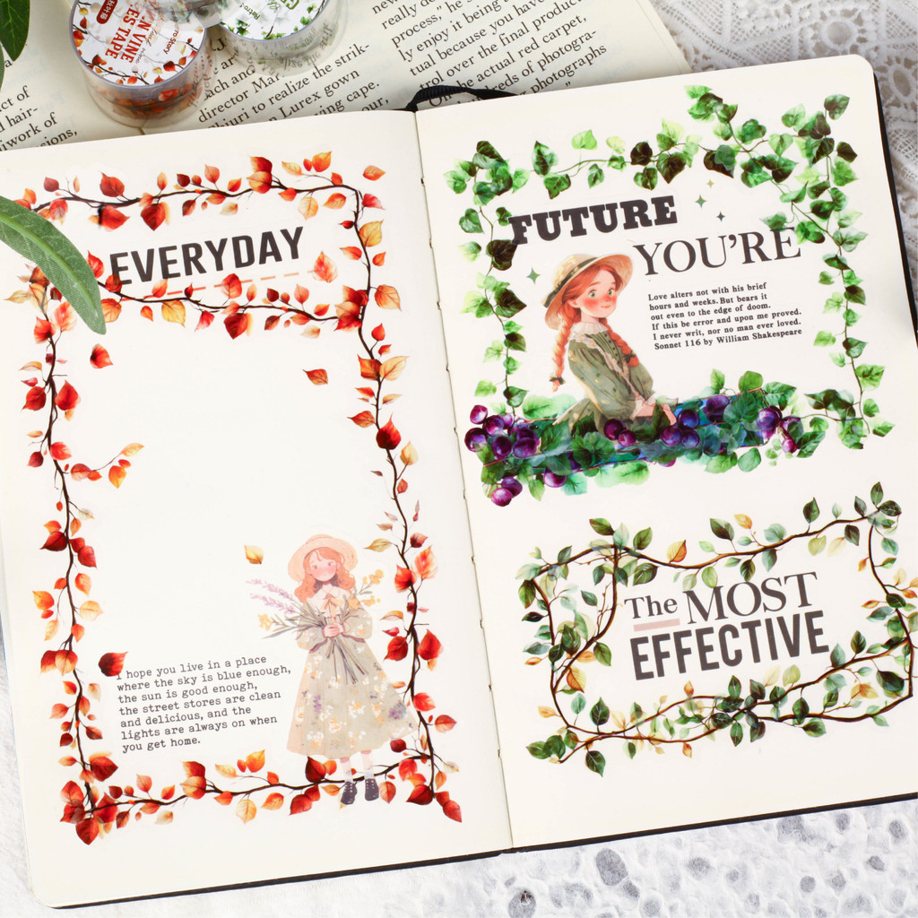 Journamm 30 มม.* 2 M PET โปร่งใสเทปพฤกษศาสตร์สติกเกอร์สําหรับ Scrapbooking Junk Journaling DIY หัตถกรรมและ Art Supplies สติกเกอร์