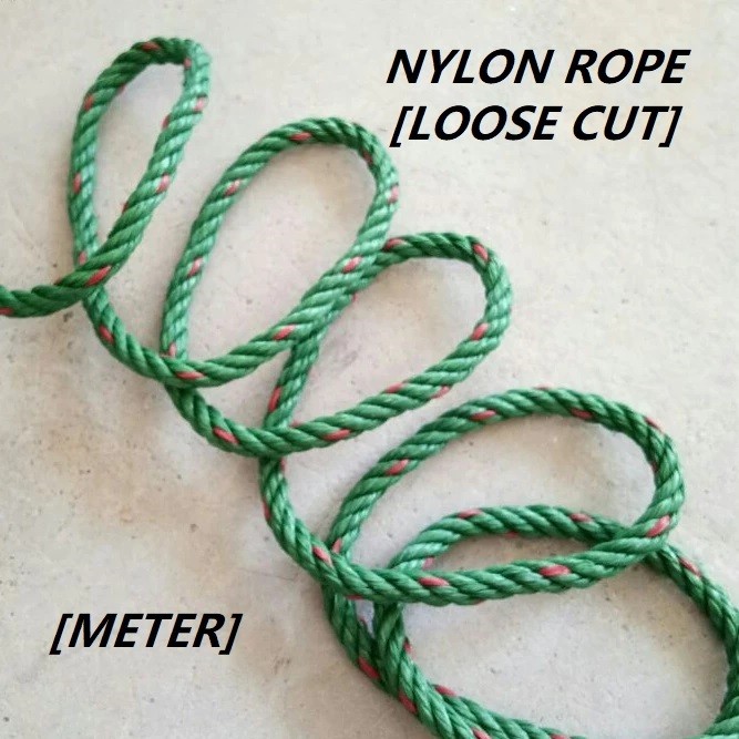 HIJAU [Cut by Meter ] 6MM/8MM/12MM Nylon Rope สีเขียว