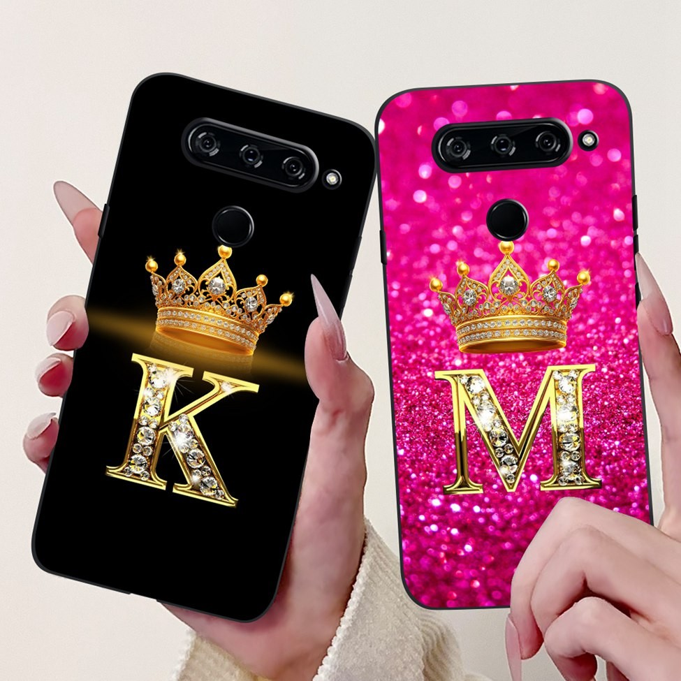 Lg V40 ThinQ กรณี V405 สีดําแฟชั่น AZ ตัวอักษรซิลิโคนปกหลัง LG V40 เคสโทรศัพท์ LM-V405 LM-V409N