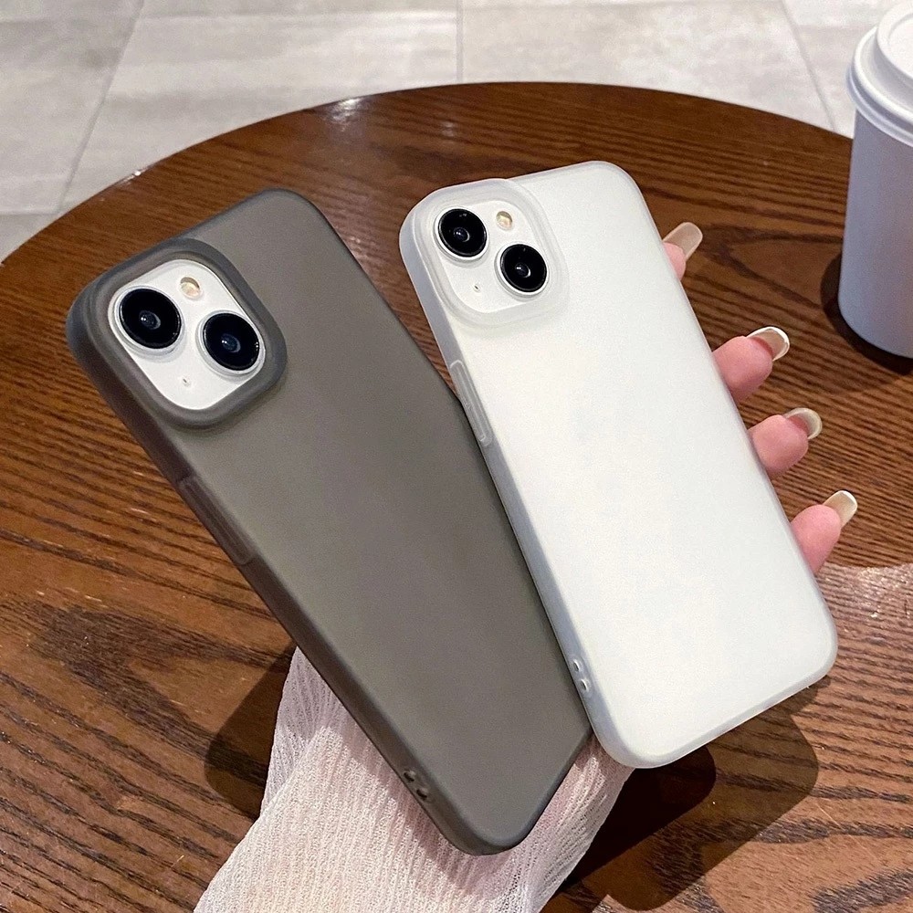 เคสใสด้าน For iPhone 13 11 12 15 16 Pro Max 16 Plus 13ProMax 14ProMax เคสขุ่น 15ProMax 16ProMax ฝาครอบกันกระแทกแบบนุ่ม