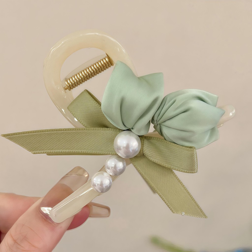 กิ๊บหนีบผม สีที่หลากหลาย🌷 ทิวลิปดอกไม้ การตกแต่งโบว์มุก หวานและอ่อนโยน🥰 คลิปฉลามสไตล์ดอกไม้ - รูปที่ 6