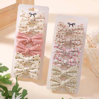 6 ชิ้น/เซ็ตน่ารักดอกไม้พิมพ์ผมโบว์คลิปสําหรับเด็กทารกสด Pastoral ผ้าฝ้าย Hairpin Barrettes Headwear อุปกรณ์เสริมผม