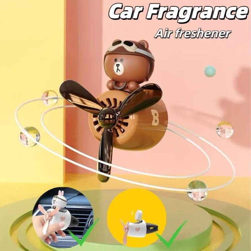 Aromatherapy Dimmer Car Interior Accessories Little Brown Bear Car Air Outlet Air Freshener Ventilation Clip Birthday Gift