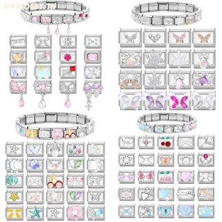 ยอดนิยมรักเพชรผีเสื้ออิตาเลี่ยน Charm Links Fit 9 มม.สร้อยข้อมือสแตนเลสทําเครื่องประดับ