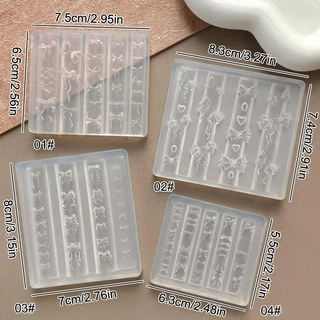 [maybeauty] 3d ริบบิ้น Bowknot รูปแม่พิมพ์ปั๊ม Stencils UV Gel Polish Art Mould ซิลิโคนแกะสลักแม่พิมพ์ DIY ออกแบบเล็บ Charm ตกแต่ง {TH}