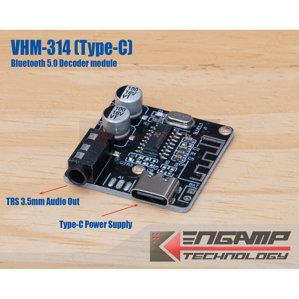(1แผ่น) [KIT] VHM-314 (type-C) บอร์ดรับสัญญาณ Bluetooth 5.0