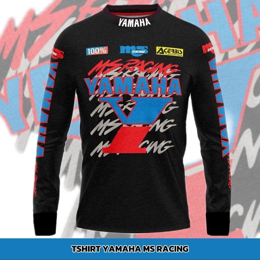 เสื้อยืด Yamaha Ms Racing Vtg - ผ้าพรุน - แขนยาว - คอปกสูง