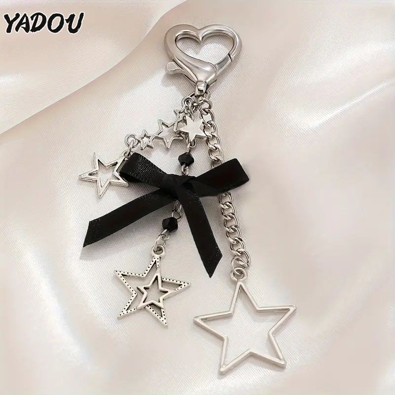Yadou Silver XINGX จี้โบว์สีดํา จี้แพ็คเกจเนื้อเงิน