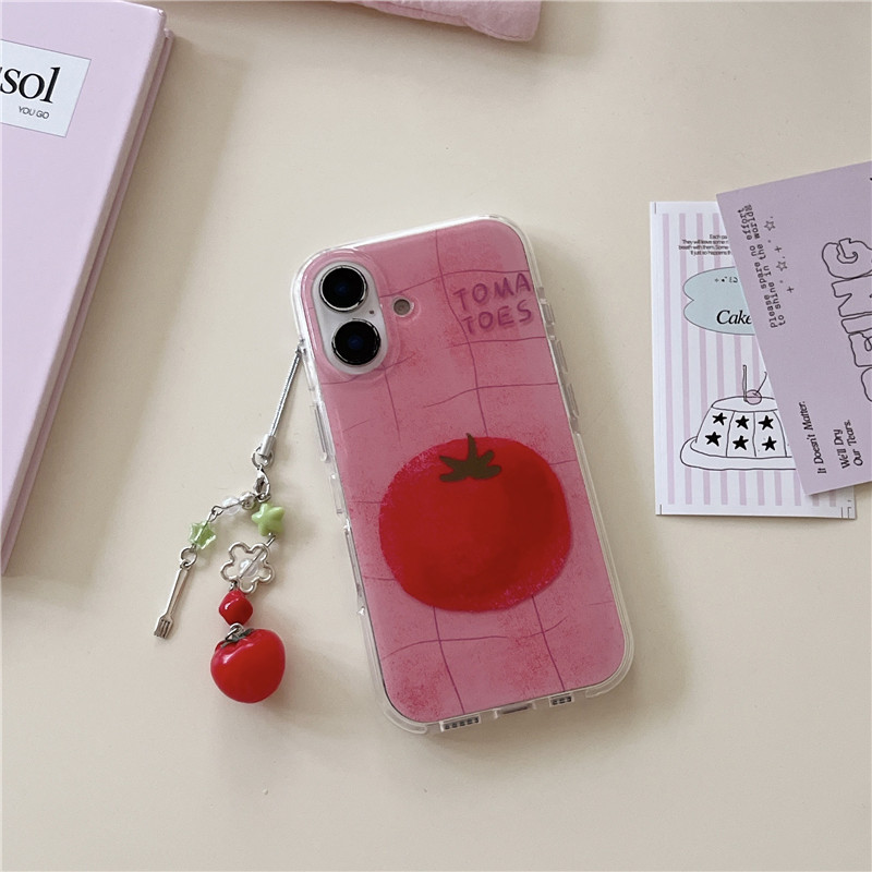 Phone 16 Pro Max 15 Pro Max เคสโทรศัพท์กระบวนการ TPU ลายมะเขือเทศ